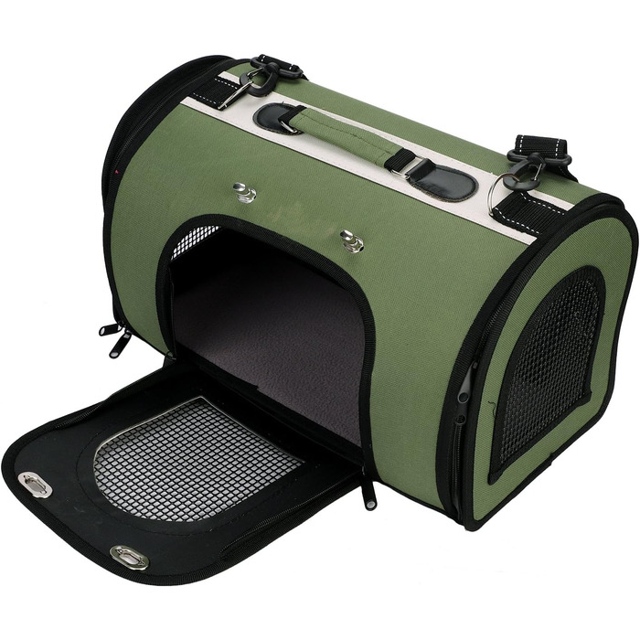 Транспортна сумка для тварин: переноска для собак та котів, зелена, 41x23x25 см