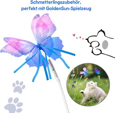 Електрична іграшка для котів GoldenSun 3-в-1: Whack-A-Mole, метелик, м'ячик. USB, 6 насадок, A-Weiß (Z 3 Schmetterling)