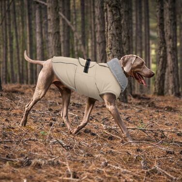 Теплий зимовий пуховик для собак Lelepet, водонепроникний, з флісовою підкладкою, світловідбиваючими елементами, отвором для шлейки, великий розмір XL, бежевий