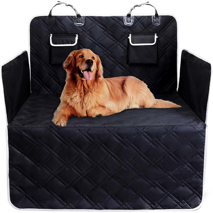 Захист для заднього сидіння авто Caliyo для собак - водовідштовхувальний, стійкий до подряпин, з боковими захистами та оглядовим вікном - універсальний (чорний)