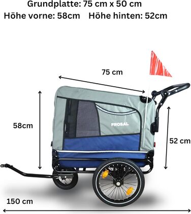 Фросал Причіп для велосипеда, переноска для собак Лассе, переноска для собак, причіп для велосипеда, біговий візок для собак, переноска для собак, причіп для собак