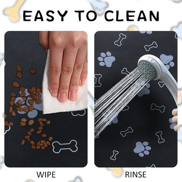 Килимок для годівлі собак та котів, неслизький, швидковисихаючий, поглинаючий, 46 x 30 см, Чорний