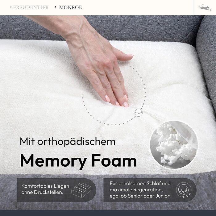 Ортопедичне ліжко для собак Freudentier® з вишуканим стеганням - Практичне, зрозуміле, сертифіковане Oeko-TEX® (M)