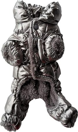 Флісовий комбінезон для собак, куртка для собак, степна, для холодної погоди, розмір S, сріблястого кольору