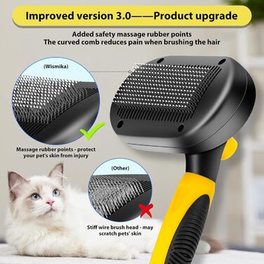 Двостороння щітка для грумінгу тварин 2-в-1: щітка для вичісування шерсті та гребінець для собак та котів (жовта)