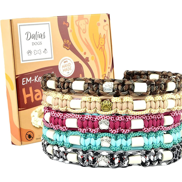 Нашийник для собак та котів EM-Keramik, індивідуальний розмір, оригінальна стрічка US-Paracord (до 20 см, чорно-білий)