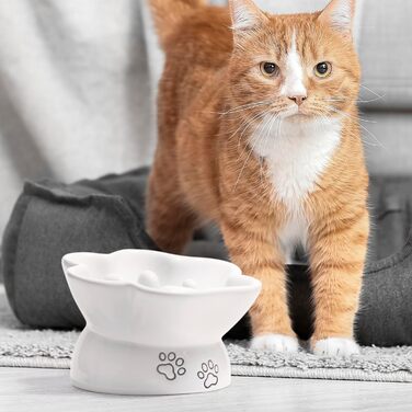 Повільний годівник для собак та котів Kaiikai, 150 мл, кераміка, піднятий, для сухого корму