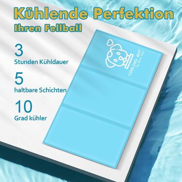 Кühlmatte для собак Pawtasy: охолоджуючий килимок для собак великих та середніх порід, 100 x 60 см, блакитний