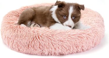 Заспокійливе ліжко-пончик для собак та котів, середнє, миється, з ковдрою, 61 см, ковдра 71x23 см, блакитне (40x40x17 см)