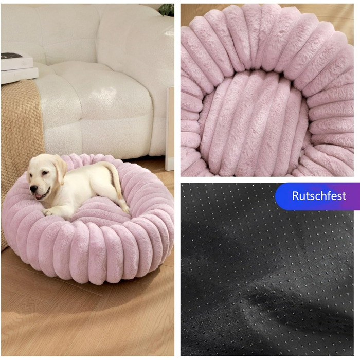 М'яке ліжко-подушка у вигляді пончика для собак та котів, фіолетовий, 70x70 см