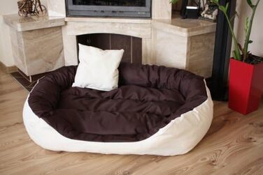 Лежак для собак і котів XXL 110x80 см, водонепроникний, коричнево-бежевий