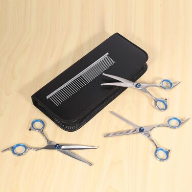 Набір для догляду за шерстю собак: ножиці для розрідження та гребінець для собак та котів