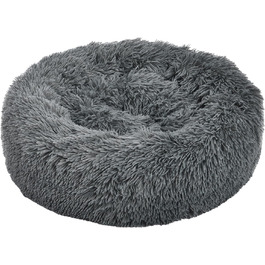 Ліжко для собак та котів Dehner Cookie, Ø 58 см, висота 14 см, поліестер/плюш, сірий