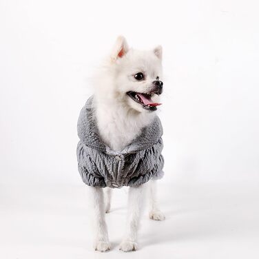 Зимовий теплий одяг для собак - куртка-манта для маленьких та середніх собак, сіра (M), з D-поточкою