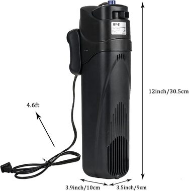 Coospider UV фільтр для акваріума JUP-01 9W, 800 л/год, для 150-300 л, внутрішній фільтр з лампою від водоростей та запасними елементами