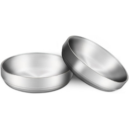 Миски для котів з нержавіючої сталі, широкі та плоскі (2 шт.)