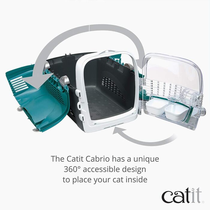 Переноска для котів Catit Cabrio, транспортна коробка, 51×33×35 см, бірюзово-сіра
