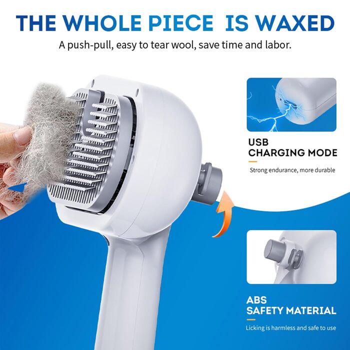 Щітка для котів Sylswx з парою, 3 в 1, для довгої та короткої шерсті, також для собак, проти статичної електрики та ковтунів, біла