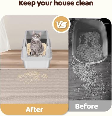 Килимок для котячого туалету Bartuke Katzenklo Matte, великий розмір 101 x 71 см, силіконовий, контролює розсипання, м'який для лап котів, легко миється (Зелений)