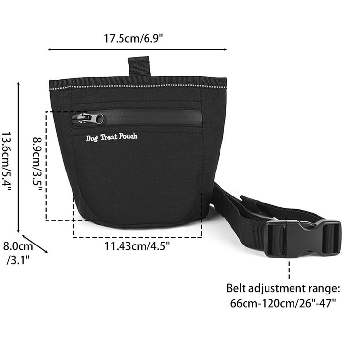 Сумка для ласощів для собак DONGKER з магнітним закриттям, поясна сумка для ласощів для тренувань та виховання цуценят, швидке винагородження, чорна
