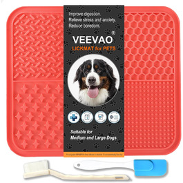 Килимок для собак великих порід VEEVAO XL, 30,5 x 25,4 см, силікон харчового класу, з присосками, для заспокоєння, проти нудьги, колір кораловий