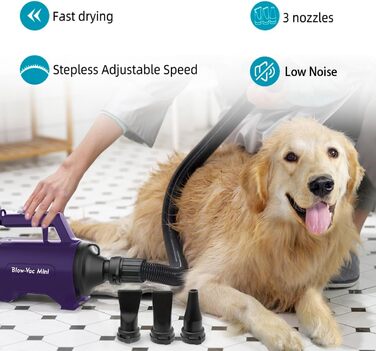 Фен для собак Blower Pet Dryer - сушарка для шерсті домашніх тварин з підігрівом, 3.8 PS, фіолетовий