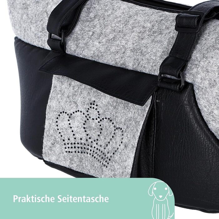 Транспортна сумка для собак та котів Kerbl Chiara, 46x23x25 см, поліестер, чорний/сірий