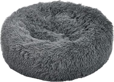 Ліжко для собак та котів Dehner Cookie, Ø 58 см, висота 14 см, поліестер/плюш, сірий