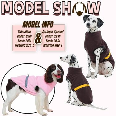 Тепла флісова жилетка для собак 5-в-1 з отвором для повідка, для середніх собак (Cocker, Spaniel), коричнева