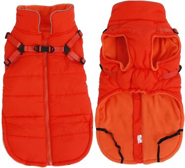 Зимова куртка для собак, жилет, водонепроникна, світловідбиваюча, з флісовою підкладкою, костюм для маленьких собак на вулицю з персоналізованою нашивкою, помаранчевий колір, XL (довжина спини 44 см), XL (персоналізований)