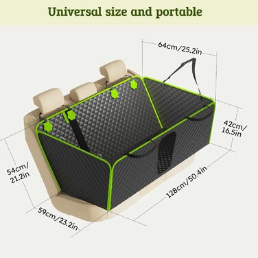 Захисний килимок для собак у машину Pecute 2-в-1: для заднього сидіння та як переноска, водовідштовхувальний, анти-царапин, з жорстким дном