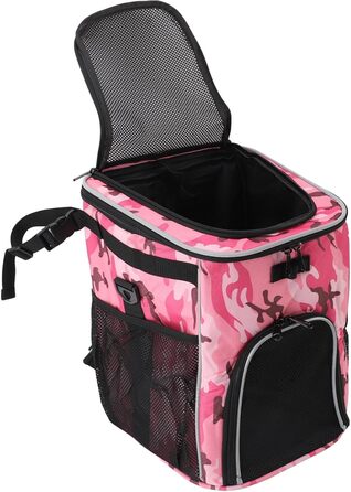 Водонепроникний та дихаючий переноска для собак та котів у велосипедному кошику, великого об'єму, знімний, рожевий камуфляж, поліестер