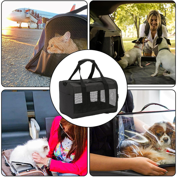 Транспортна переноска для тварин, складана сумка-переноска для котів та собак, чорна