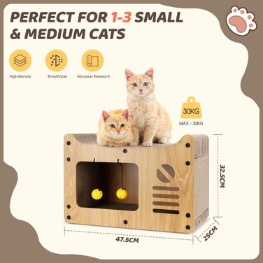 Котячий когтетоп Nobleza Hausform з іграшкою та м'ятою, 47,5x25x32,5 см, стійкий, захист меблів, великий