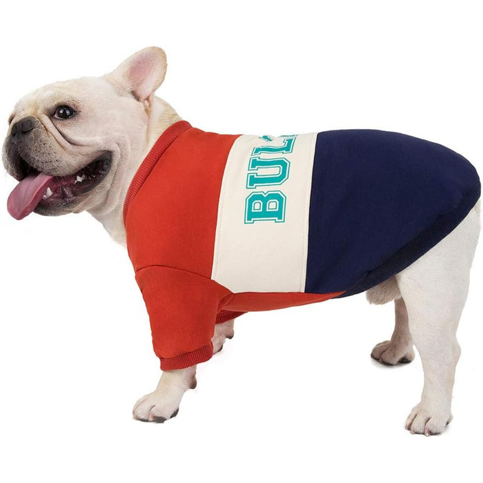 Світшот для Французького Бульдога: теплий костюм для маленьких собак та котів, Патчворк (XXL, Бордовий)