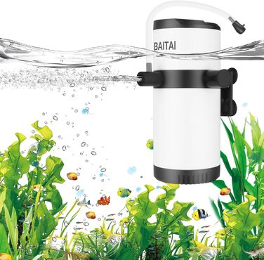 Акваріумний фільтр BAITAI: регульована помпа для акваріумів 100-320л (солона та прісна вода), 600л/год