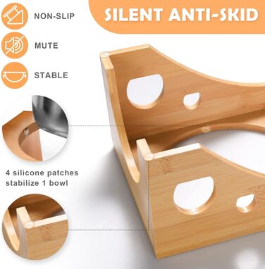 Набір мисок для собак FoiiLiio з нержавіючої сталі (2 шт., 1100 мл), підставка з бамбука, годівниця для собак