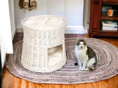 Кігтеточка-будиночок для котів, 50 см, з подушкою, з плетеної лози, двоярусна, для дому