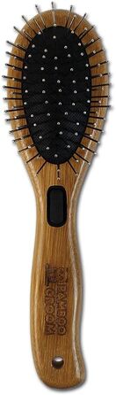 Набір гребінців Bamboo Groom S/M: подвійний гребінець для короткого та середнього хутра котів та собак. М'яка щітка з закругленими шпильками та щетиною дикого кабана для догляду за шерстю.