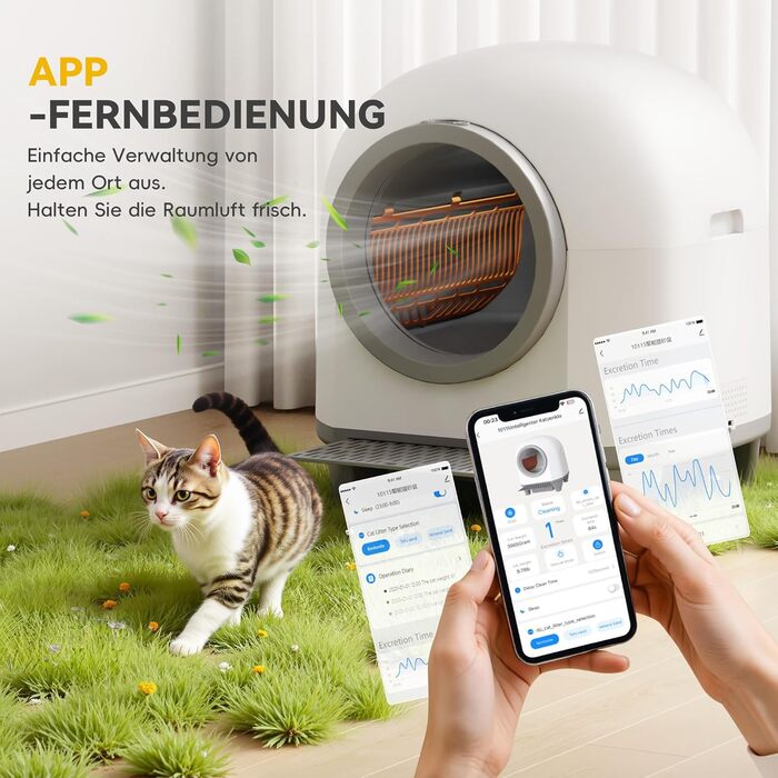 Автоматичний лоток для котів Devoko 90 л з керуванням через додаток, 9 датчиків безпеки, великий, для кількох котів, тихий