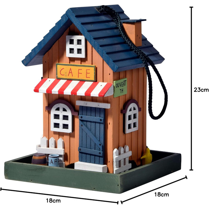 Дім для птахів Dobar® 25119FSC - дерев'яна годівниця для птахів у стилі Вестерн, 18x18x23 см, кольоровий (кафе)