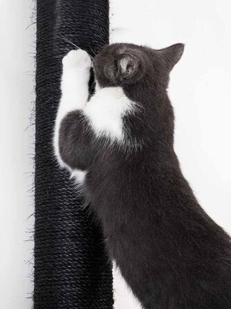 Дряпка для котів Petrebels Maine 90 см, з міцною основою та сизалевим стовпчиком, 40 x 40 x 90 см, чорного кольору