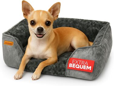 Зручне ліжко для собак - м'яке, комфортне, миється, з антиковзаючим покриттям, наповнювач PP Cotton та подрібнений пінопласт, міцний дизайн, для маленьких собак, сірий колір, розмір S