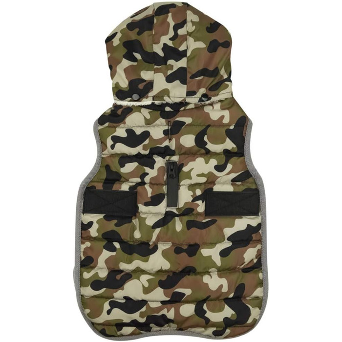 Теплий зимовий одяг для собак - тепла куртка в клітинку з капюшоном для маленьких, середніх та великих собак. Зручна жилетка для собак, тепла та стильна. Розмір S (обхват грудей 42-50 см), колір зелений.