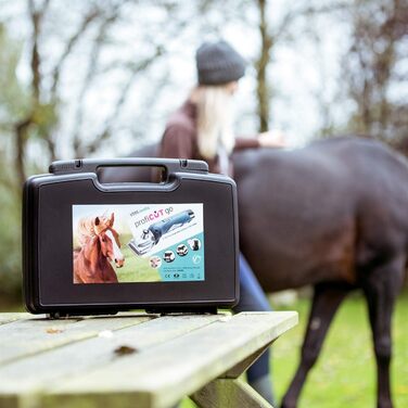 VOSS.farming profiCUT go: акумуляторна машинка для стрижки коней, 2 батареї, тиха, з лезами Aesculap, блакитна