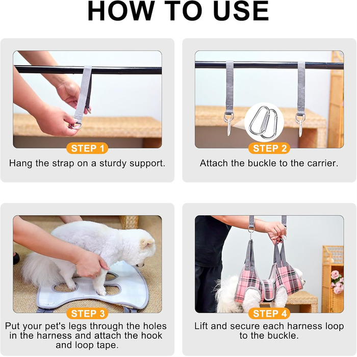 Гамак для грумінгу собак BEAUTYZOO з регульованою шлейкою та сталевим гребінцем, фіксатор для догляду за тваринами для стрижки та укладання, ідеальний підвіс для собак для безпечного та безстресового догляду XS (відстань між ніжками: 1.8-2.9 м / Мак. вага