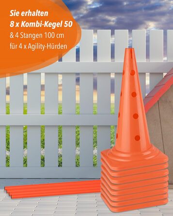 Набір перешкод для аджиліті SPORTIKEL24 – 4 шт. (100 см) – для собак, коней, дітей – оранжевий