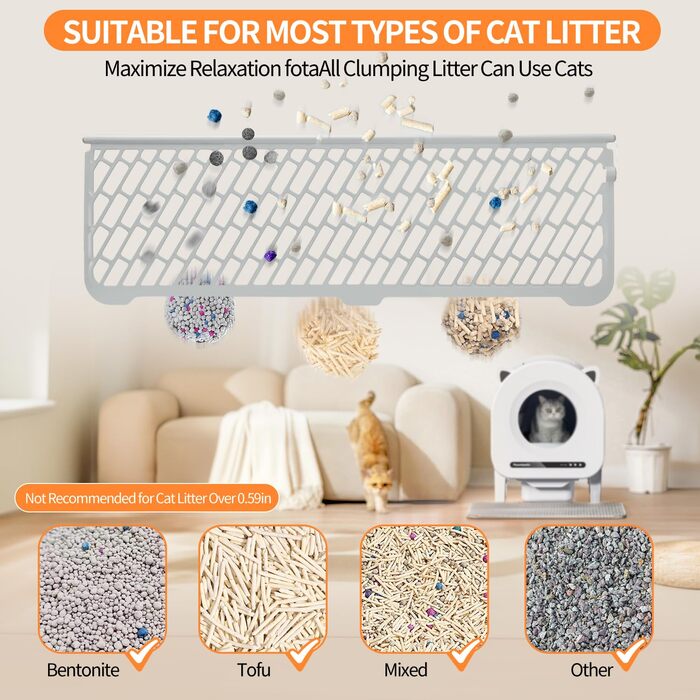 Автоматичний лоток для котів 68л з самоочищенням, з APP-керуванням, захистом та нейтралізатором запаху, з килимком та 2 рулонами сміттєвих пакетів, для кількох котів