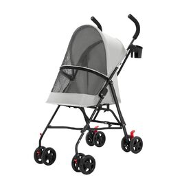 Візок для собак Homewell 2в1: візок-будка з підсклянниками, складаний, з гальмом та захистом від дощу, для прогулянок з домашніми тваринами (сірий)