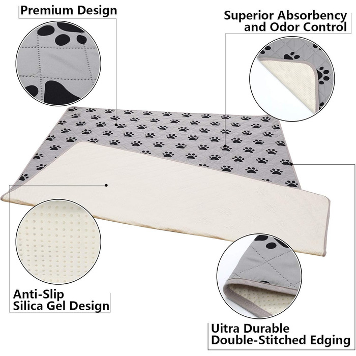 М'які багаторазові пелюшки для собак SPXTEX 66x101,6 см – водонепроникні, протиковзкі килимки для дресирування та привчання до туалету, для маленьких собак, 2 шт.
